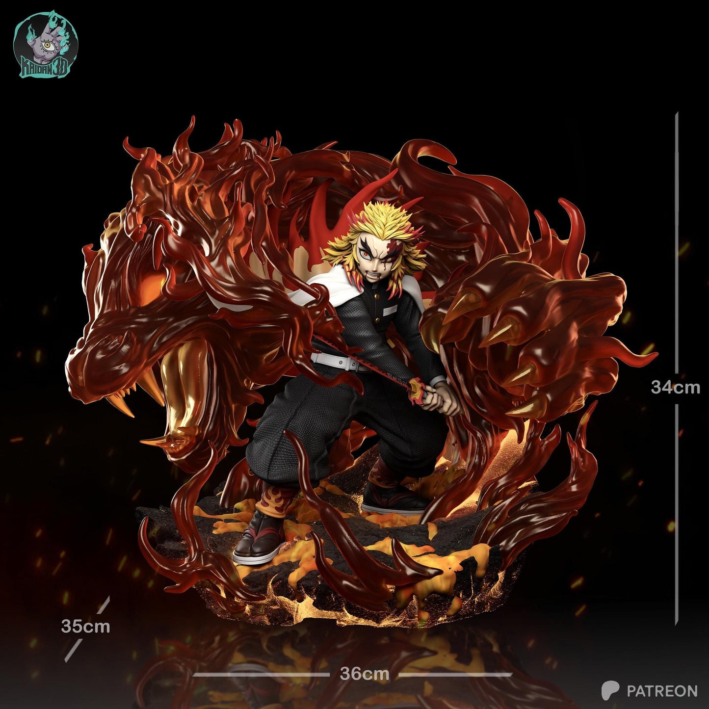 Flame-Haired Blazing Swordsman | Resin Garage Kit | Anime Breathing Masters | Unpainted Figure