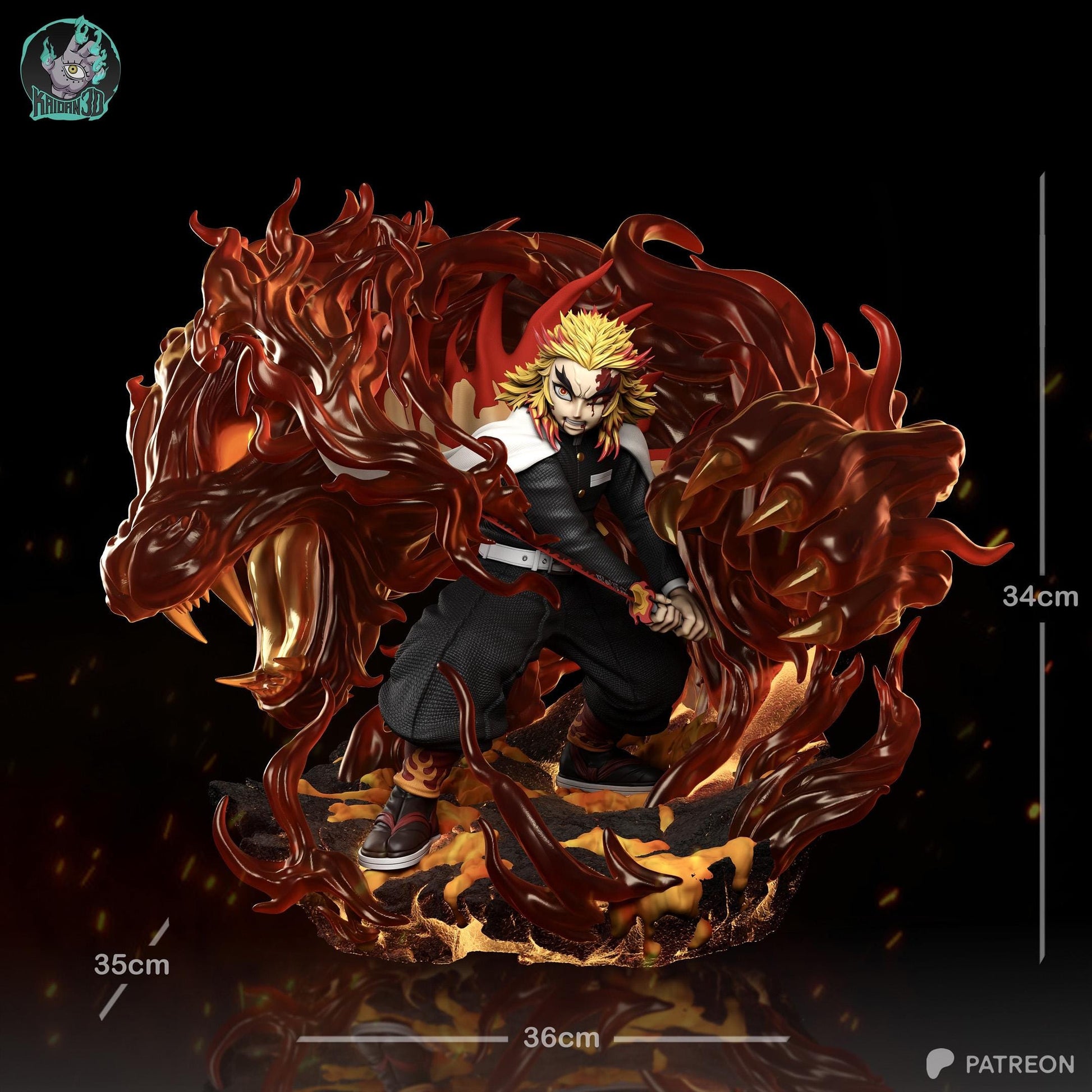 Flame-Haired Blazing Swordsman | Resin Garage Kit | Anime Breathing Masters | Unpainted Figure