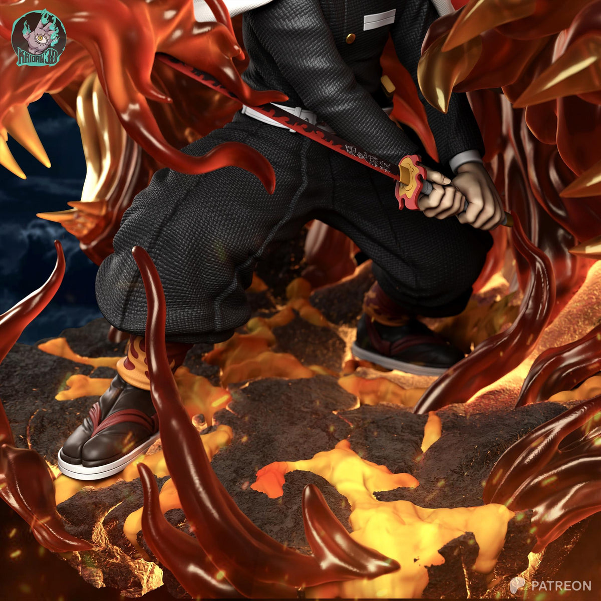 Flame-Haired Blazing Swordsman | Resin Garage Kit | Anime Breathing Masters | Unpainted Figure