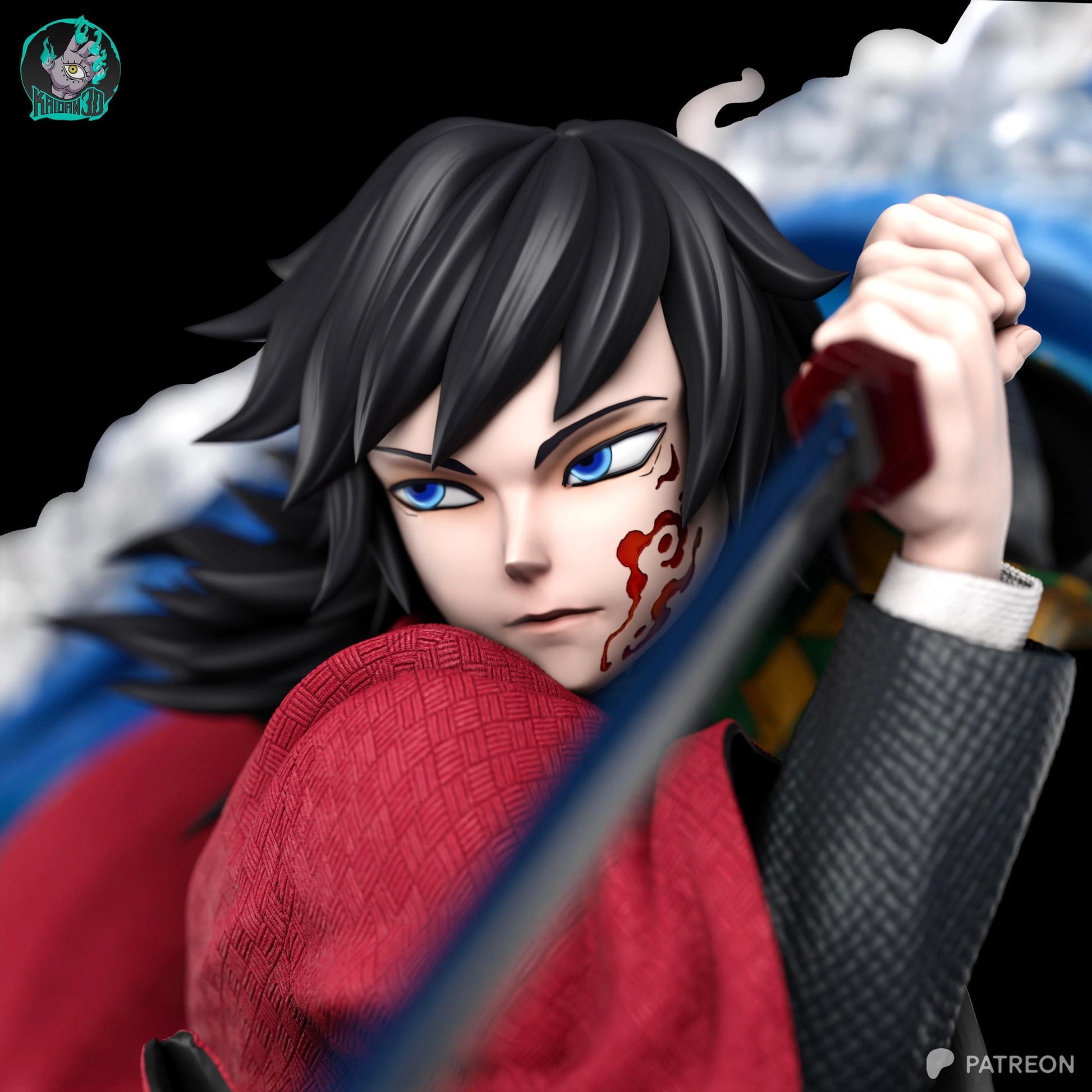 Blue-Wave Cloaked Swordsman | Resin Garage Kit | Anime Breathing Masters | Unpainted Figure
