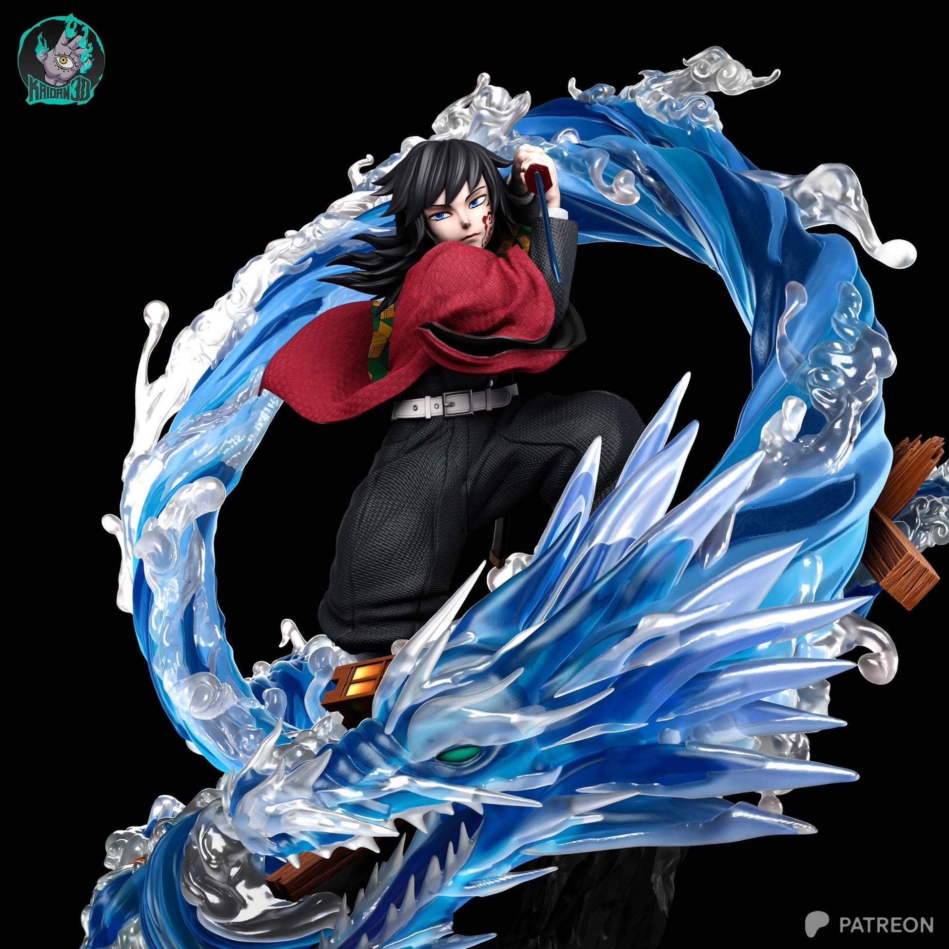 Blue-Wave Cloaked Swordsman | Resin Garage Kit | Anime Breathing Masters | Unpainted Figure
