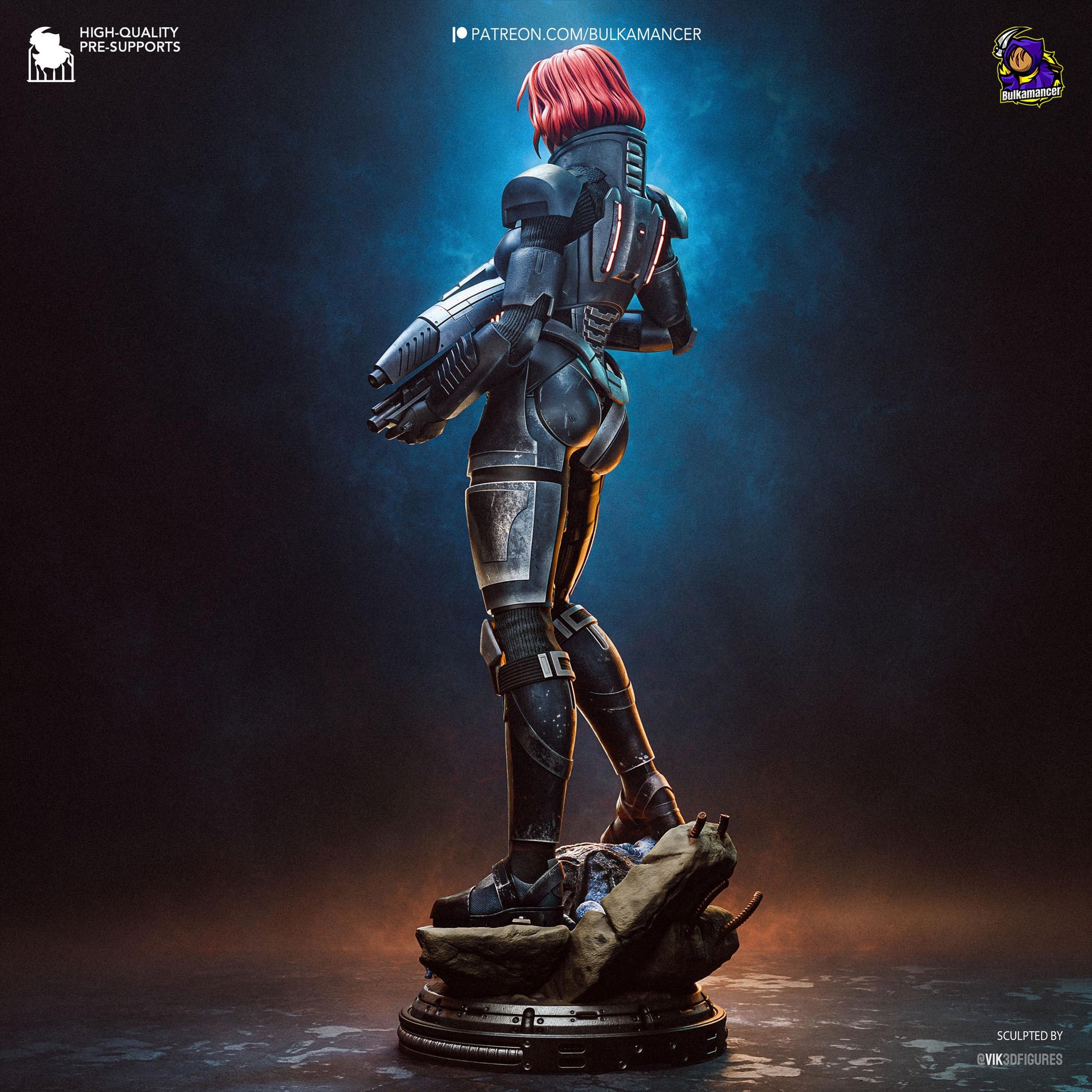 Red-Haired Armored Commander | Resin Garage Kit | Galactic Vanguard | Unpainted Figure