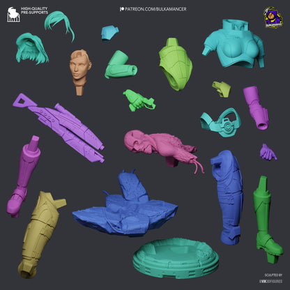 Red-Haired Armored Commander | Resin Garage Kit | Galactic Vanguard | Unpainted Figure