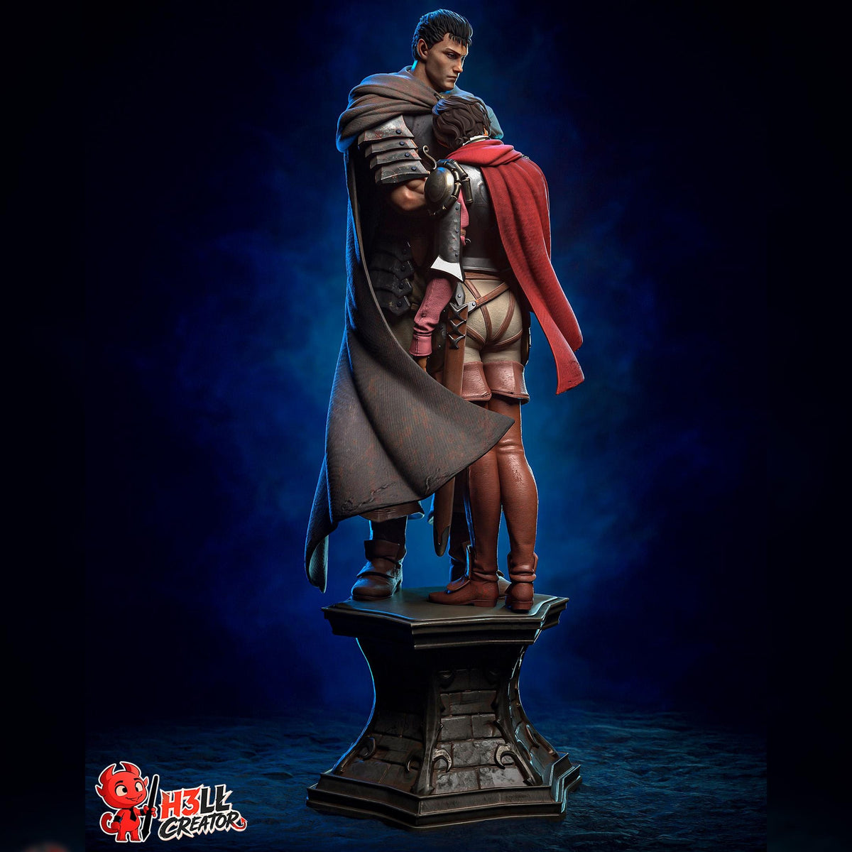 Armored Swordsman & Red-Caped Companion | Resin Garage Kit | Dark Fantasy | Unpainted Figure