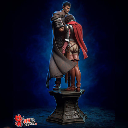 Armored Swordsman & Red-Caped Companion | Resin Garage Kit | Dark Fantasy | Unpainted Figure