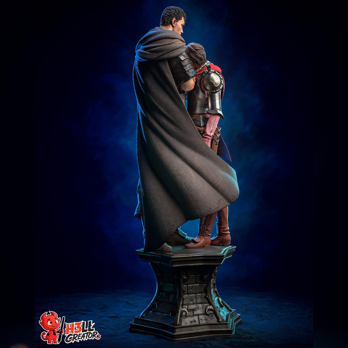 Armored Swordsman & Red-Caped Companion | Resin Garage Kit | Dark Fantasy | Unpainted Figure