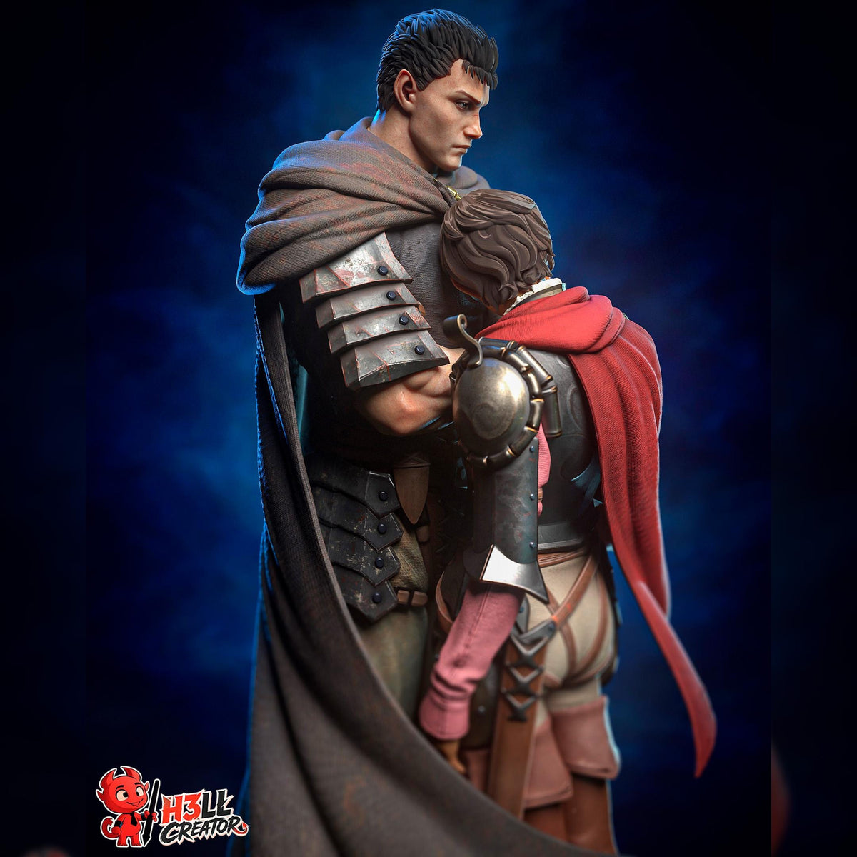 Armored Swordsman & Red-Caped Companion | Resin Garage Kit | Dark Fantasy | Unpainted Figure