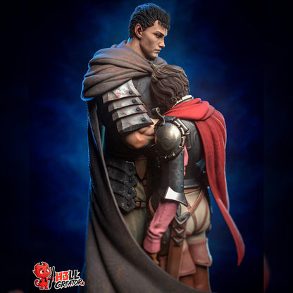 Armored Swordsman & Red-Caped Companion | Resin Garage Kit | Dark Fantasy | Unpainted Figure