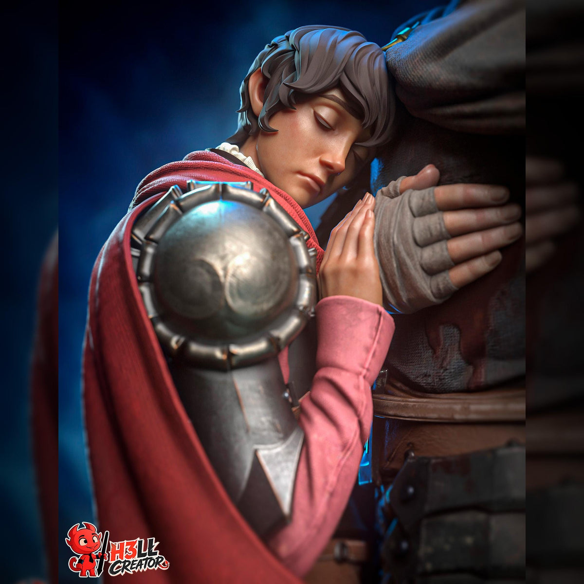 Armored Swordsman & Red-Caped Companion | Resin Garage Kit | Dark Fantasy | Unpainted Figure