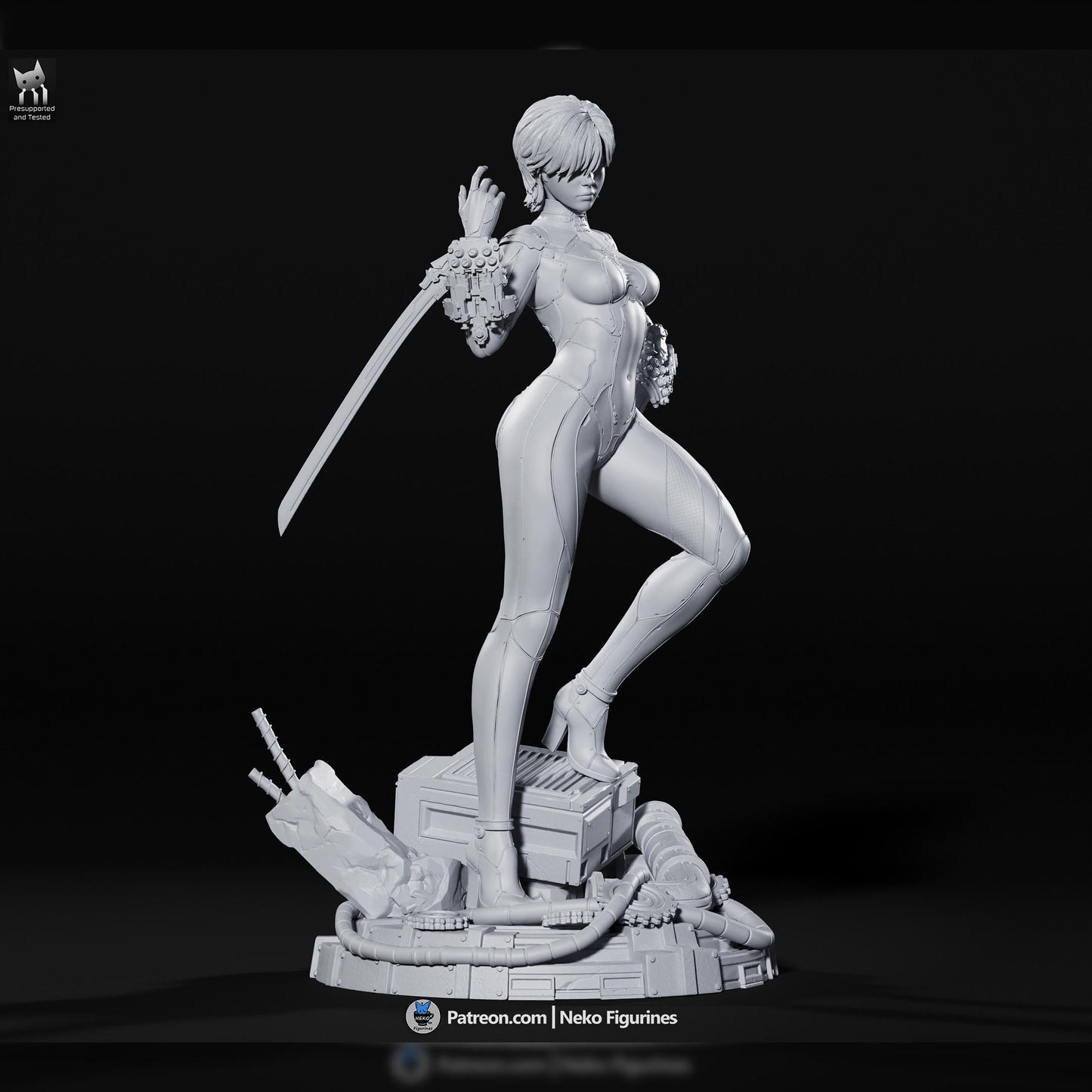 White-Suit Cyber Sword Operative | Resin Garage Kit | Stellar Vanguard | Unpainted Figure