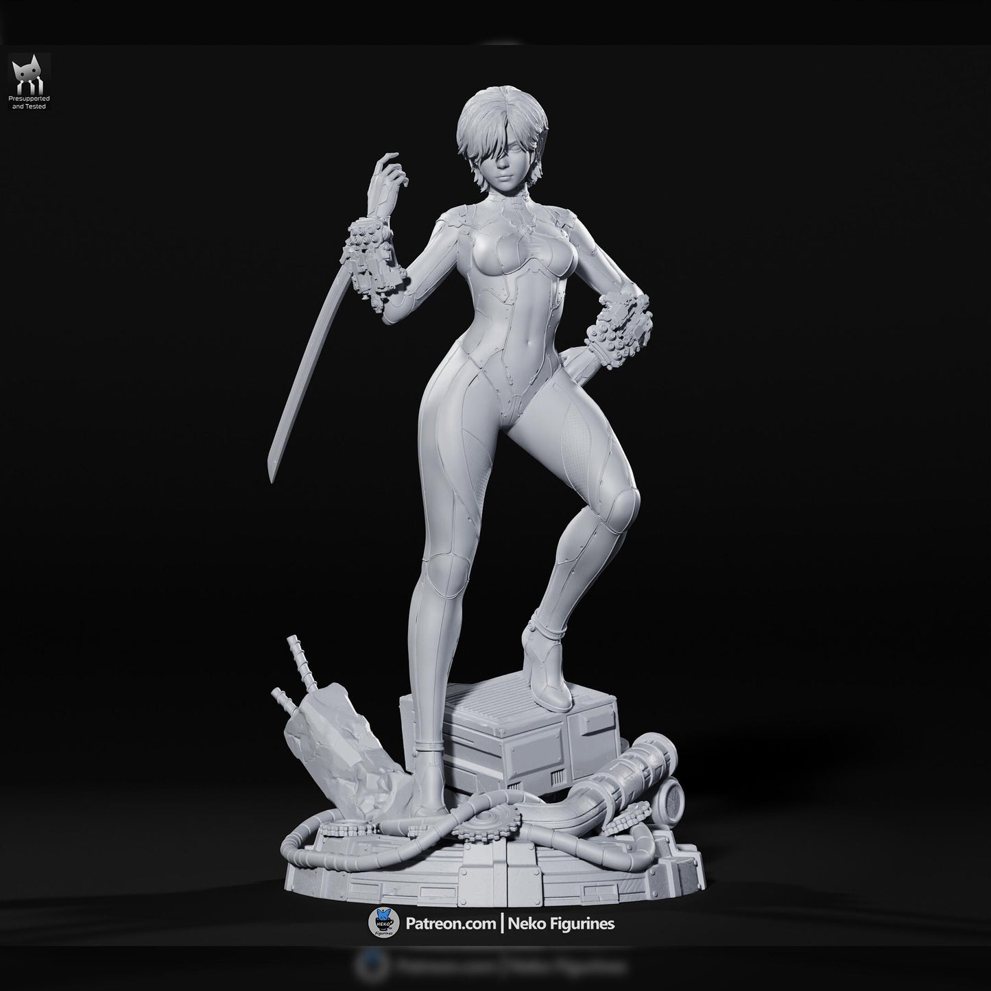 White-Suit Cyber Sword Operative | Resin Garage Kit | Stellar Vanguard | Unpainted Figure