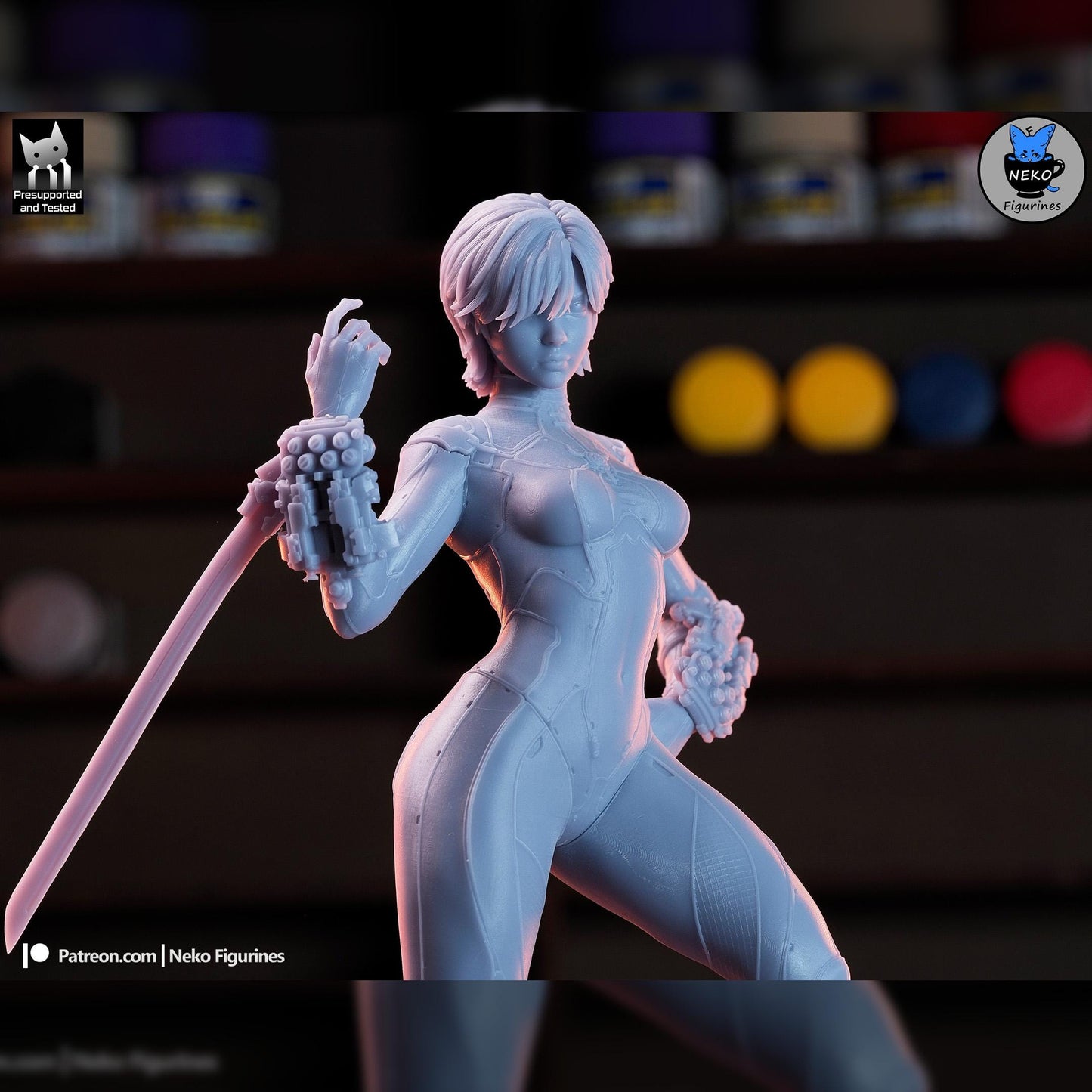 White-Suit Cyber Sword Operative | Resin Garage Kit | Stellar Vanguard | Unpainted Figure