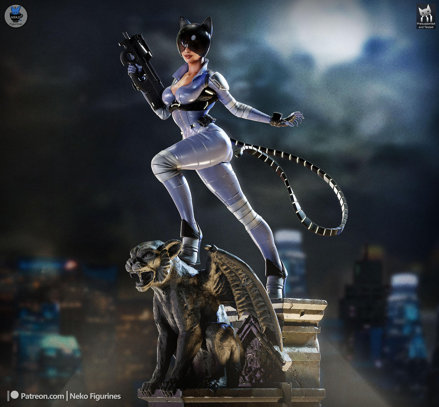 Gargoyle-Perched Cat Burglar | Resin Garage Kit | Unpainted Figure