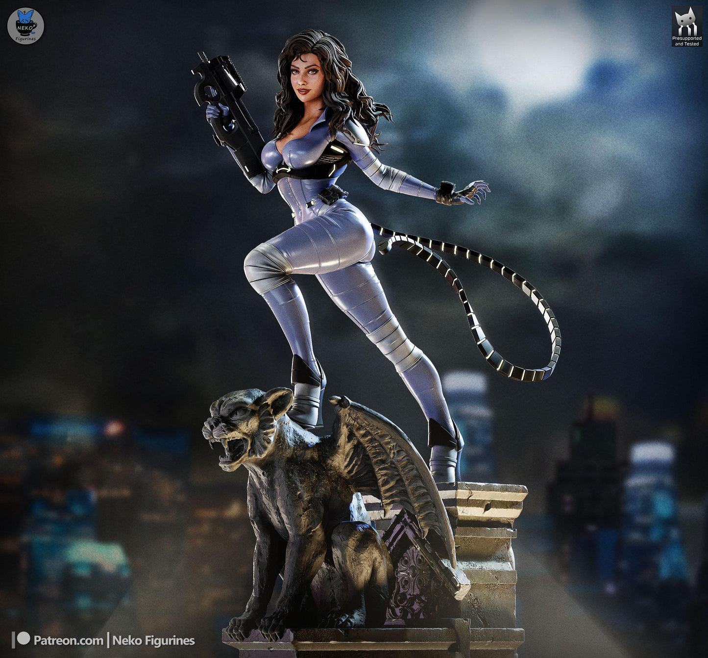 Gargoyle-Perched Cat Burglar | Resin Garage Kit | Unpainted Figure