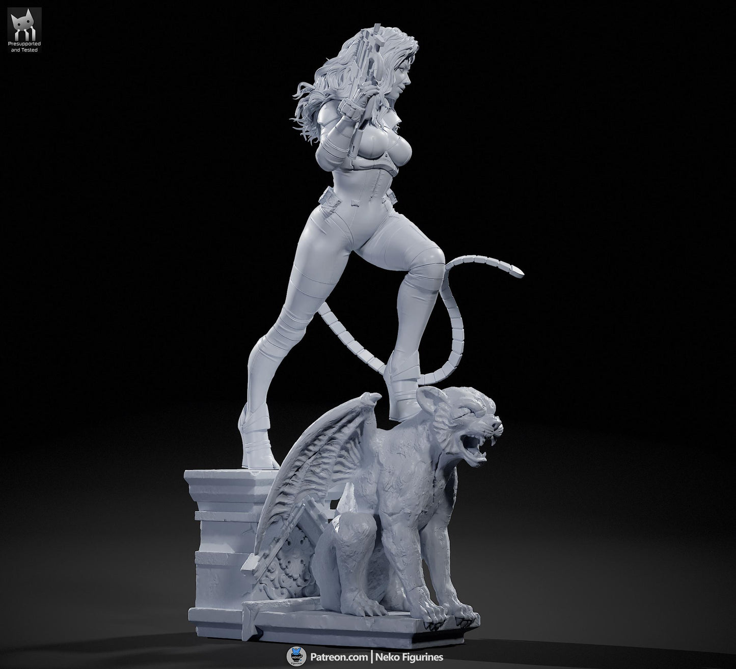 Gargoyle-Perched Cat Burglar | Resin Garage Kit | Unpainted Figure