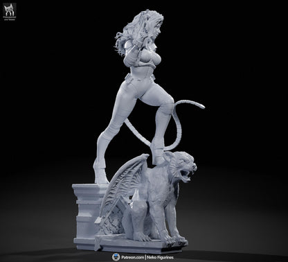 Gargoyle-Perched Cat Burglar | Resin Garage Kit | Unpainted Figure