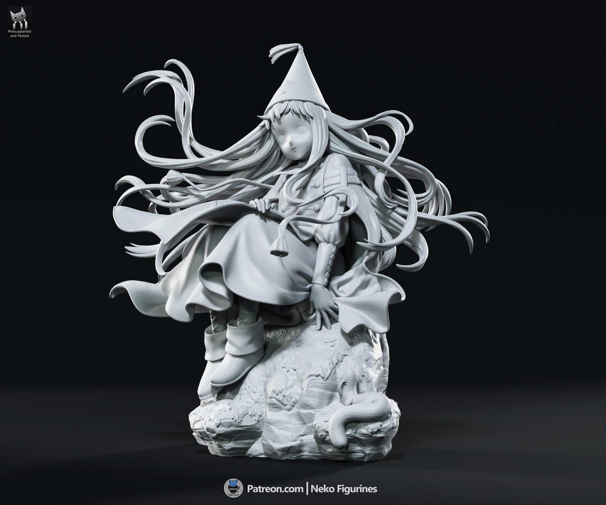 Blue-Haired Cliffside Spellcaster | Resin Garage Kit | Unpainted Figure