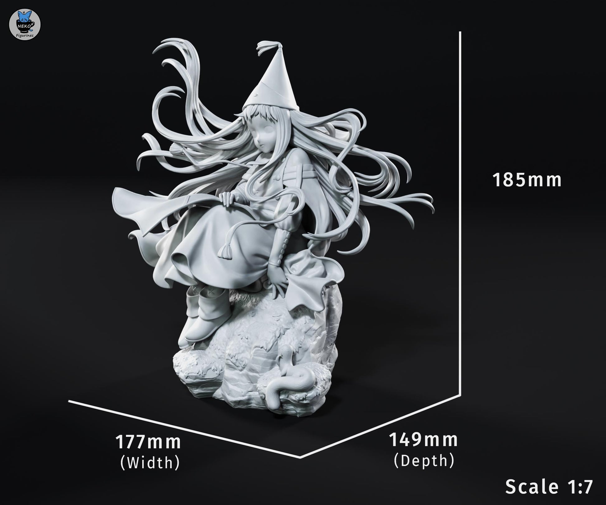 Blue-Haired Cliffside Spellcaster | Resin Garage Kit | Unpainted Figure