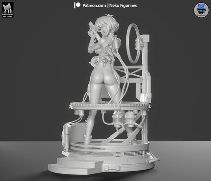 Blue-Haired Cybernetic Operative | Resin Garage Kit | Unpainted Figure