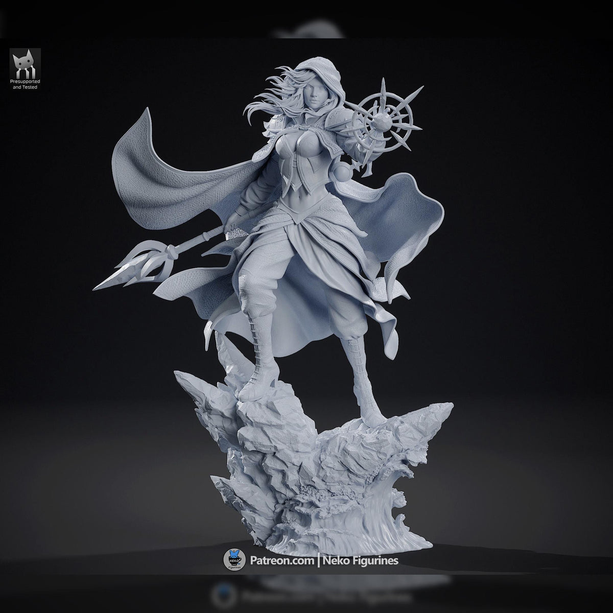 Hooded Frost-Tide Spellweaver | Resin Garage Kit | Unpainted Figure