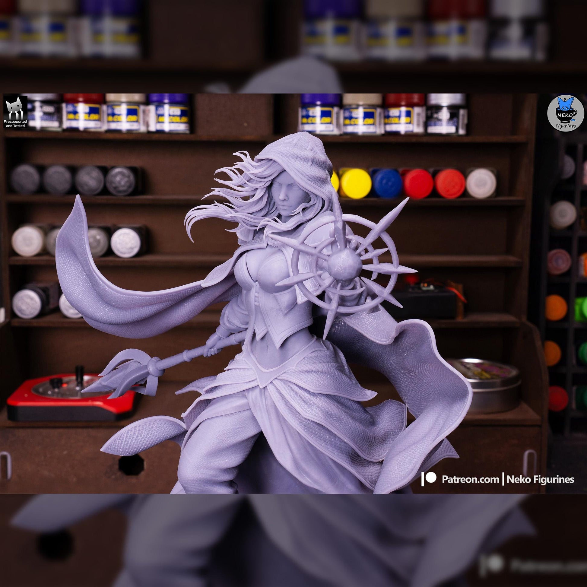 Hooded Frost-Tide Spellweaver | Resin Garage Kit | Unpainted Figure