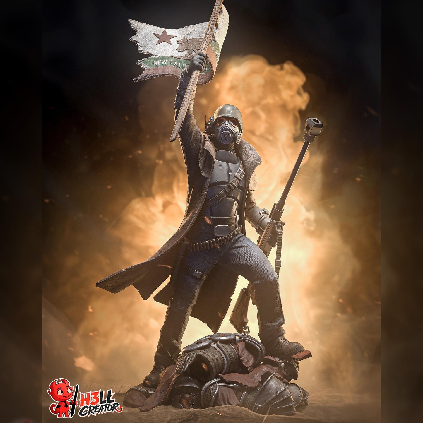 Masked Flag-Bearing Desert Veteran | Resin Garage Kit | Post-Apocalyptic | Unpainted Figure