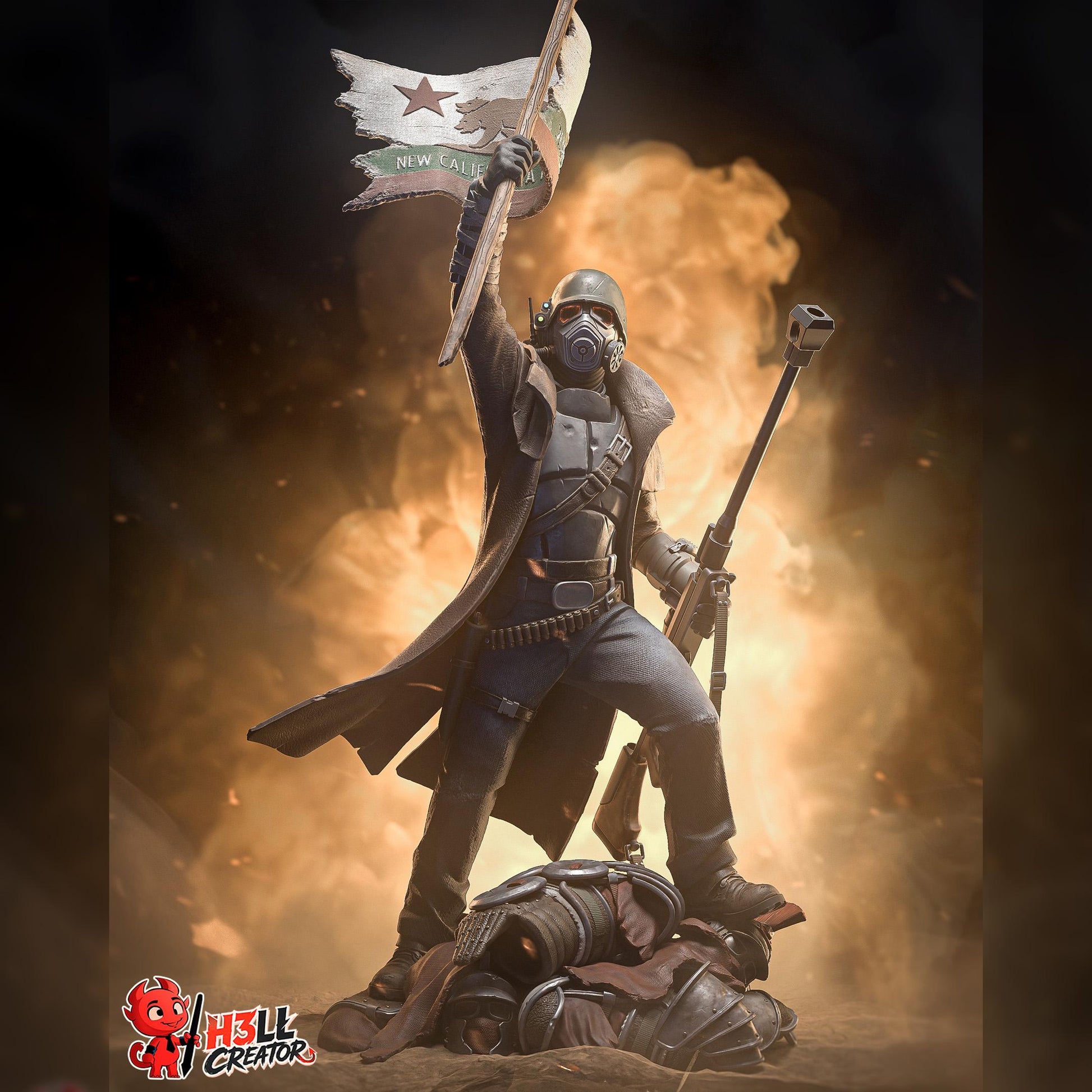Masked Flag-Bearing Desert Veteran | Resin Garage Kit | Post-Apocalyptic | Unpainted Figure