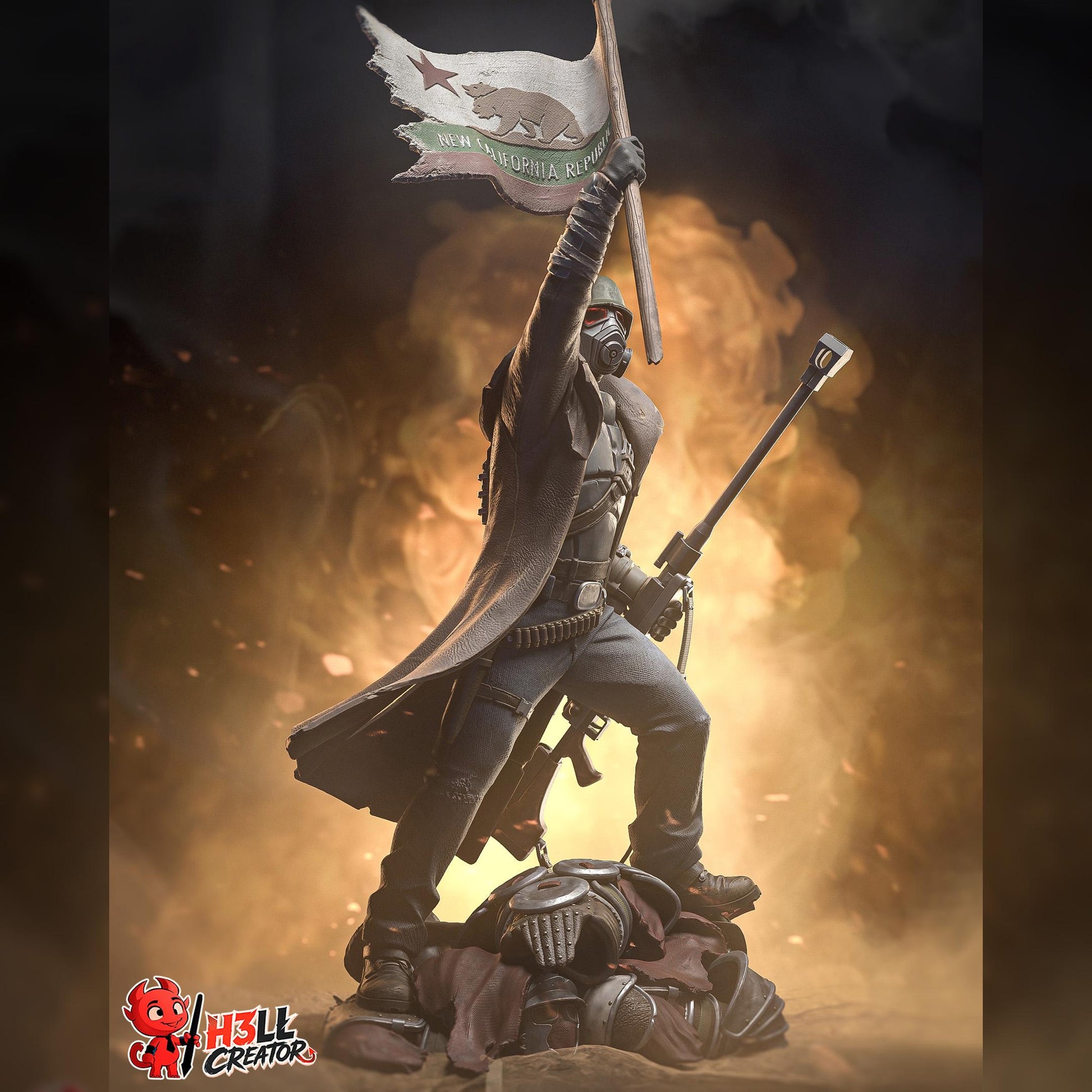 Masked Flag-Bearing Desert Veteran | Resin Garage Kit | Post-Apocalyptic | Unpainted Figure