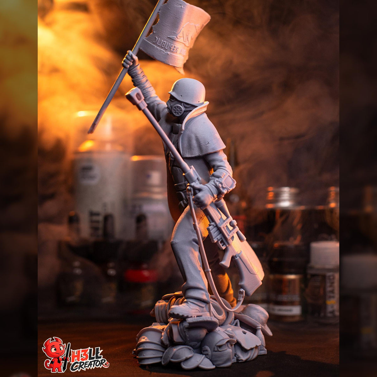 Masked Flag-Bearing Desert Veteran | Resin Garage Kit | Post-Apocalyptic | Unpainted Figure