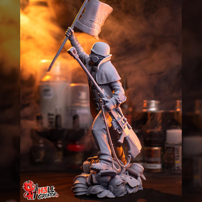 Masked Flag-Bearing Desert Veteran | Resin Garage Kit | Post-Apocalyptic | Unpainted Figure