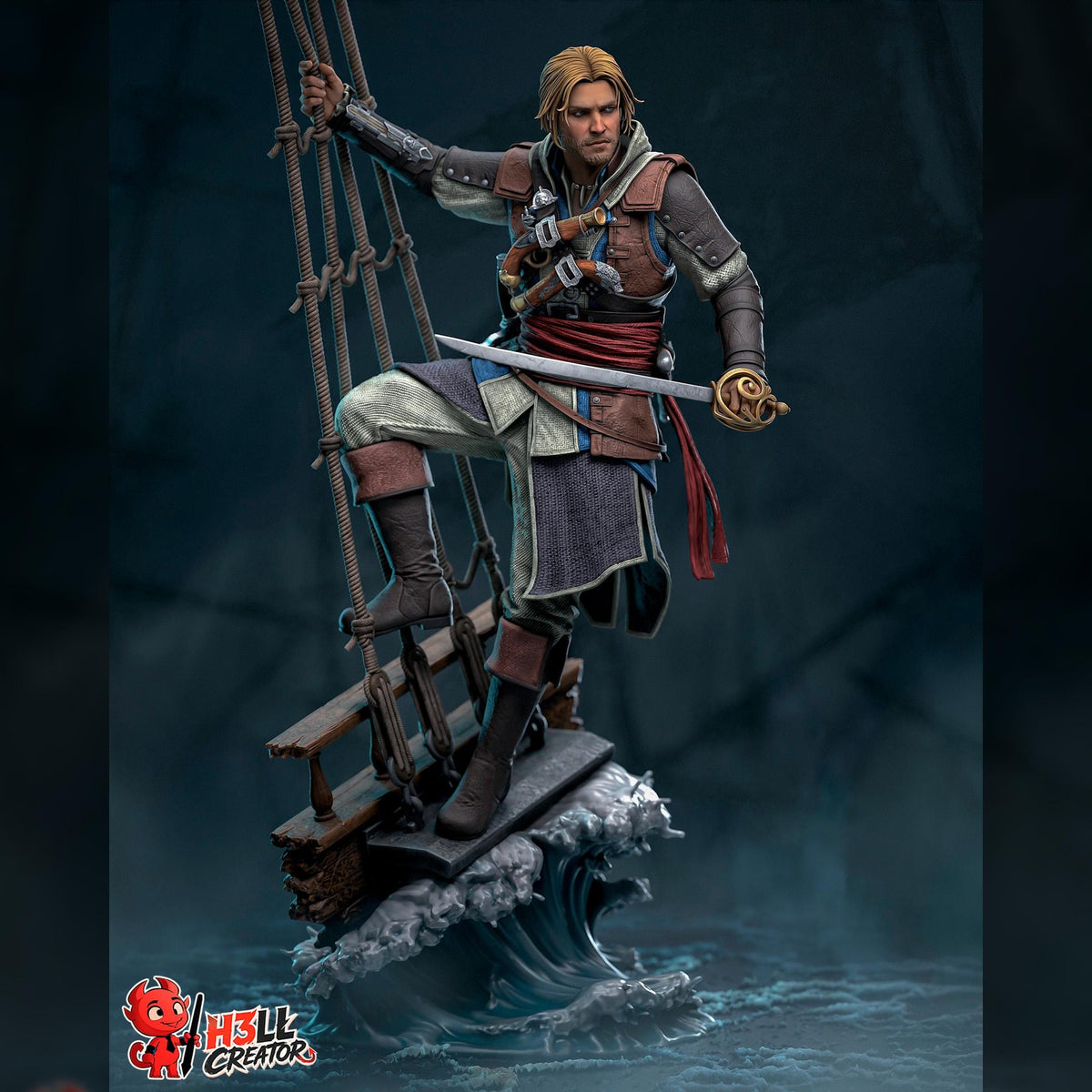 Rope-Swinging Privateer Duelist | Resin Garage Kit | Veiled Blades | Unpainted Figure