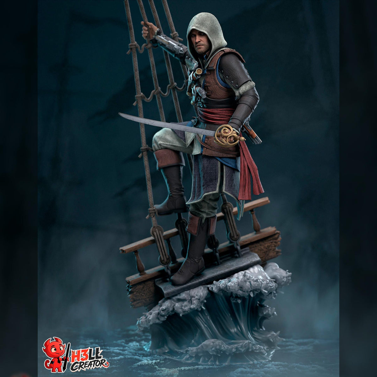 Rope-Swinging Privateer Duelist | Resin Garage Kit | Veiled Blades | Unpainted Figure