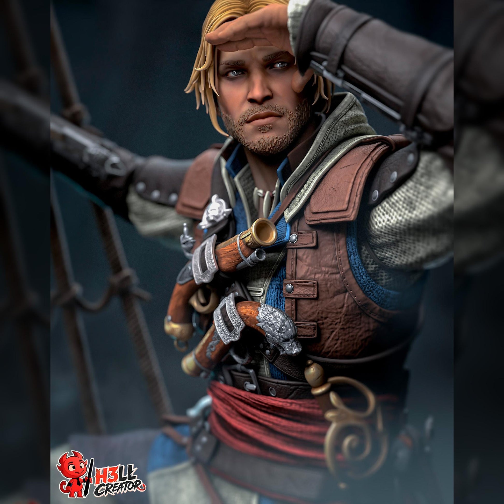 Rope-Swinging Privateer Duelist | Resin Garage Kit | Veiled Blades | Unpainted Figure