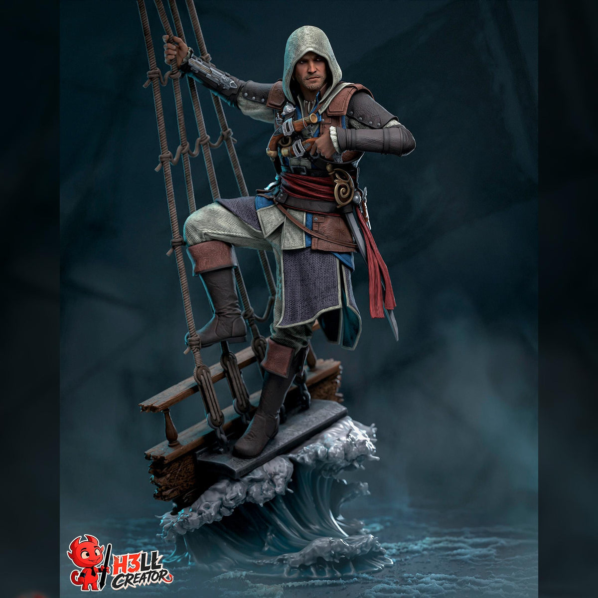 Rope-Swinging Privateer Duelist | Resin Garage Kit | Veiled Blades | Unpainted Figure
