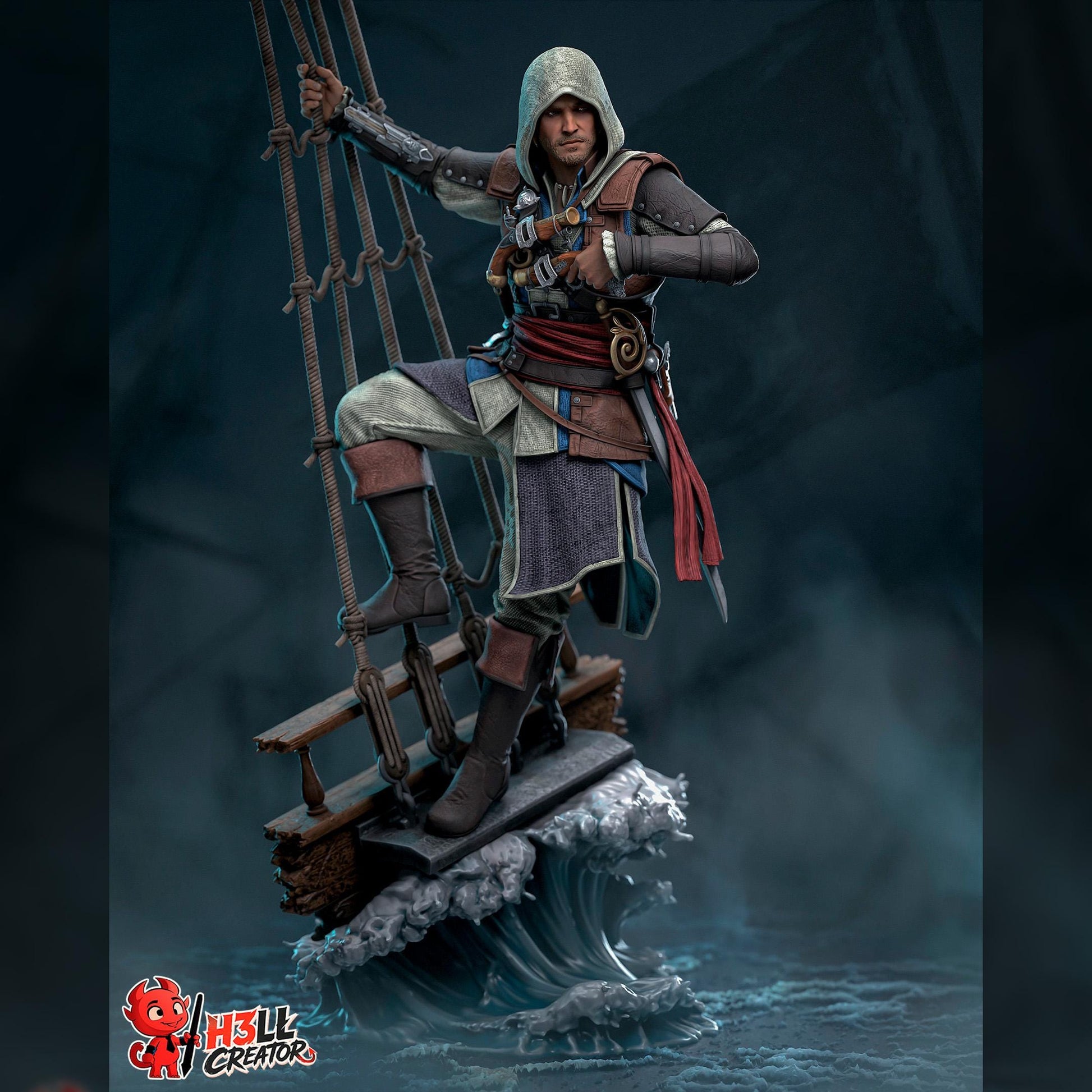 Rope-Swinging Privateer Duelist | Resin Garage Kit | Veiled Blades | Unpainted Figure