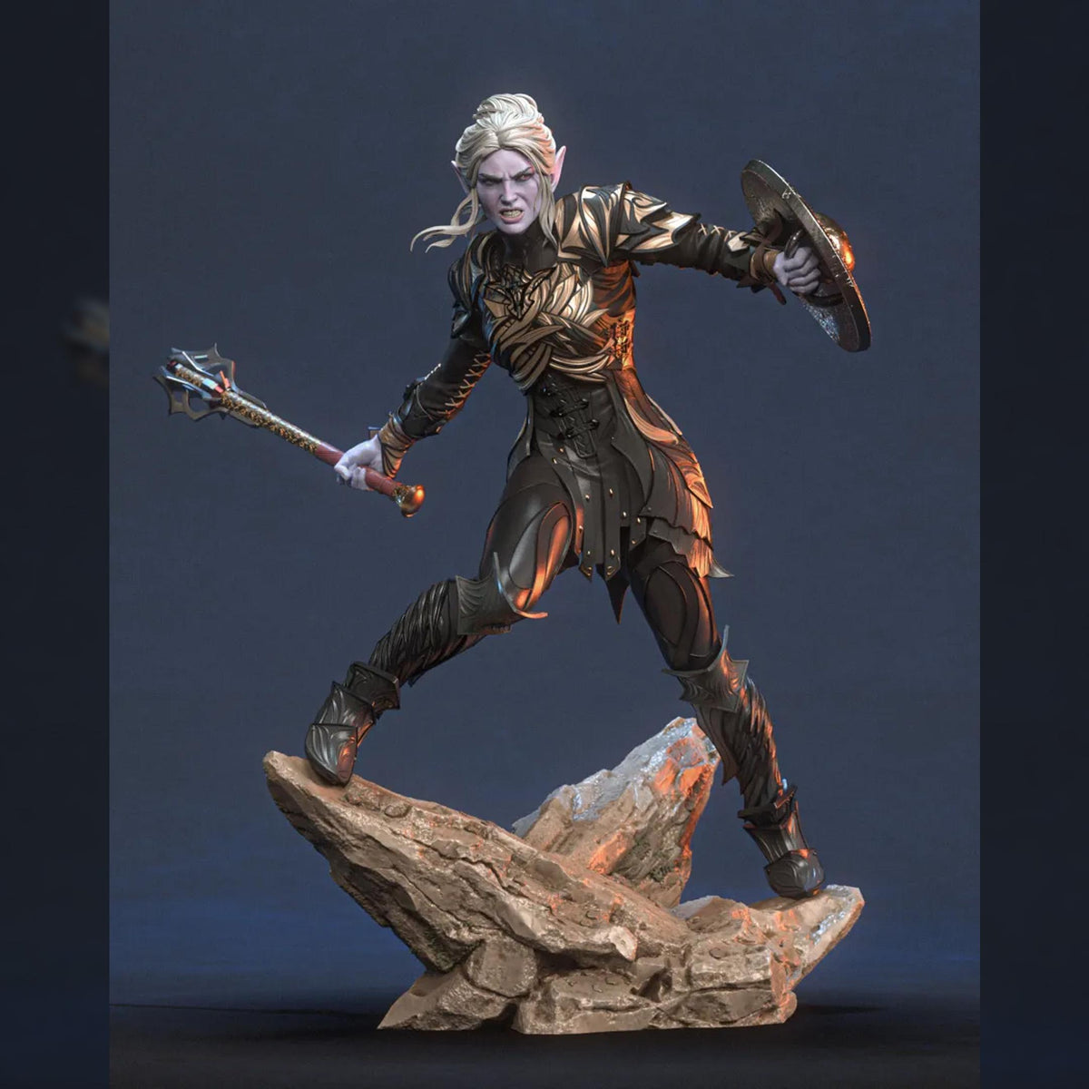 White-Haired Elven War Priestess | Resin Garage Kit | Realmwanderers | Unpainted Figure