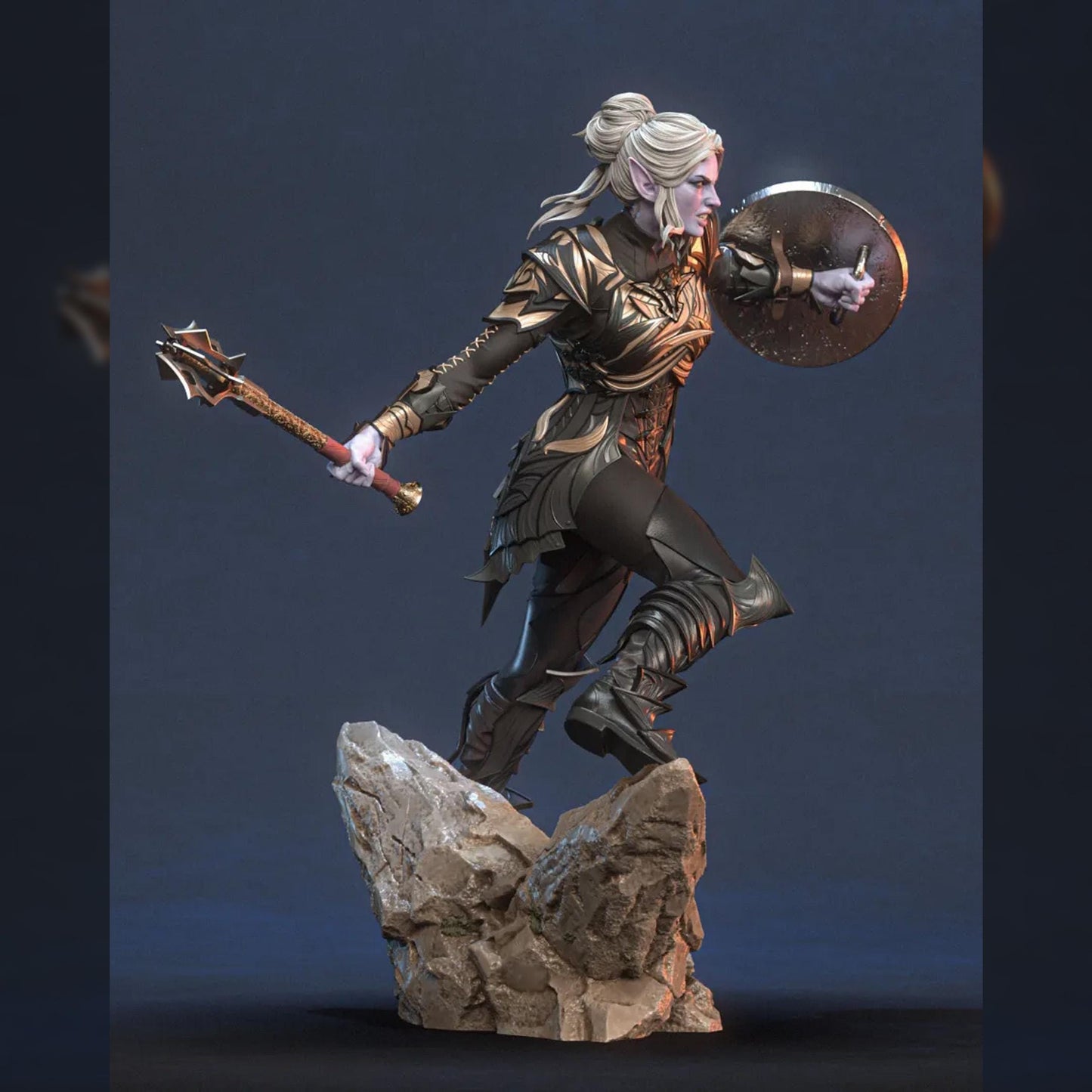 White-Haired Elven War Priestess | Resin Garage Kit | Realmwanderers | Unpainted Figure