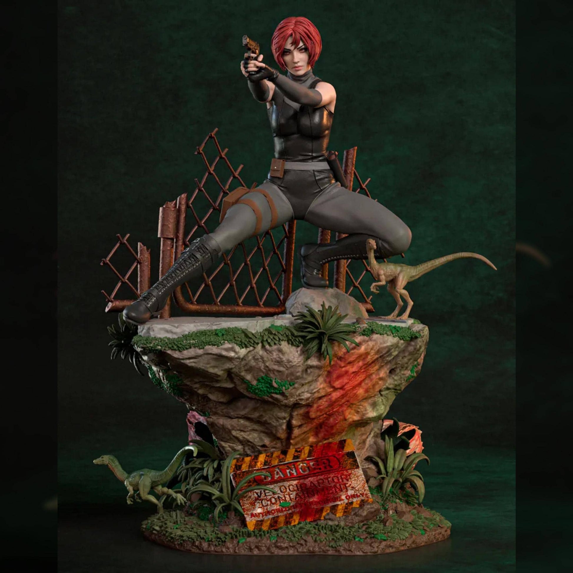 Red-Haired Dino Survival Operative | Resin Garage Kit | Survival Horror | Unpainted Figure