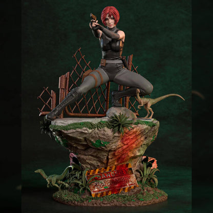 Red-Haired Dino Survival Operative | Resin Garage Kit | Survival Horror | Unpainted Figure