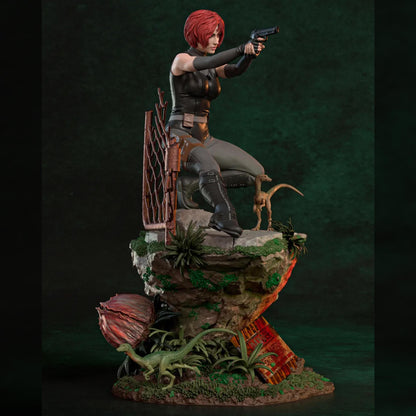 Red-Haired Dino Survival Operative | Resin Garage Kit | Survival Horror | Unpainted Figure