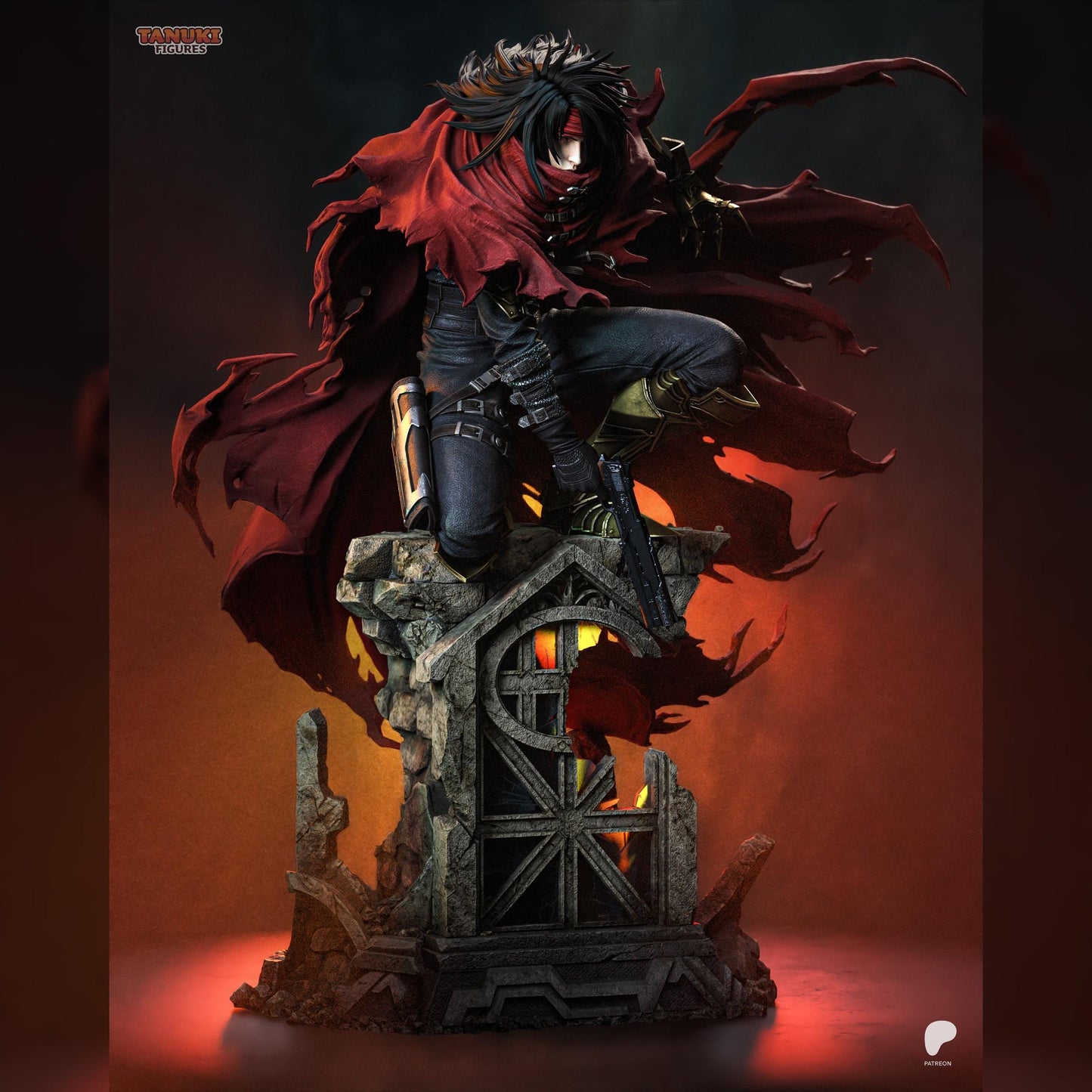 Red-Cloaked Gothic Gunslinger | Resin Garage Kit | Crystalbound Heroes | Unpainted Figure
