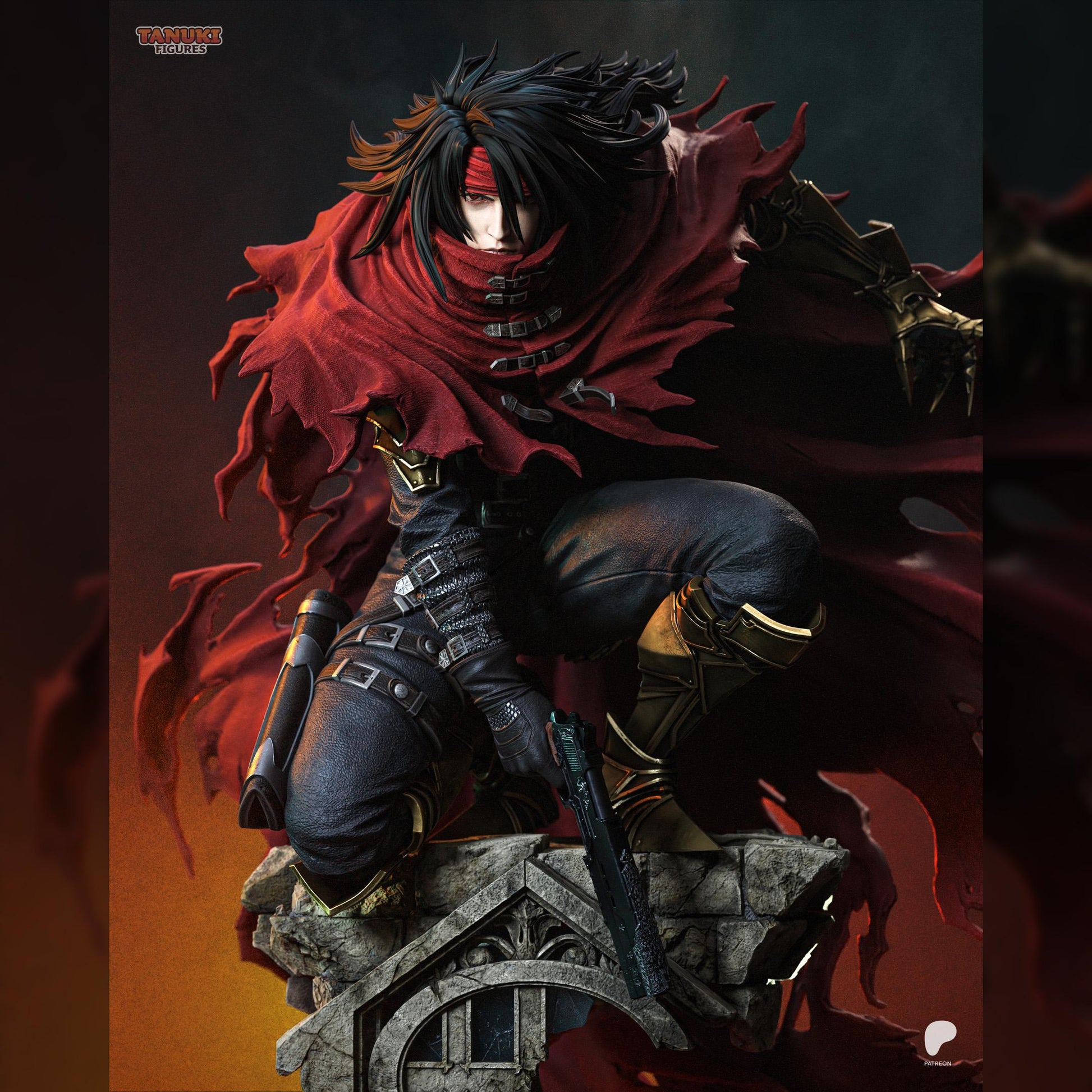 Red-Cloaked Gothic Gunslinger | Resin Garage Kit | Crystalbound Heroes | Unpainted Figure