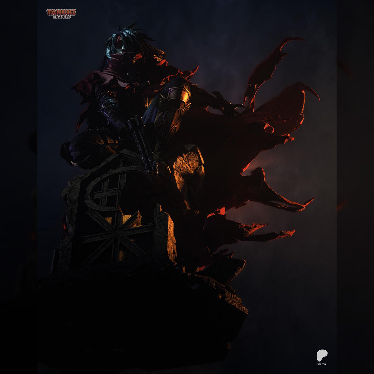 Red-Cloaked Gothic Gunslinger | Resin Garage Kit | Crystalbound Heroes | Unpainted Figure