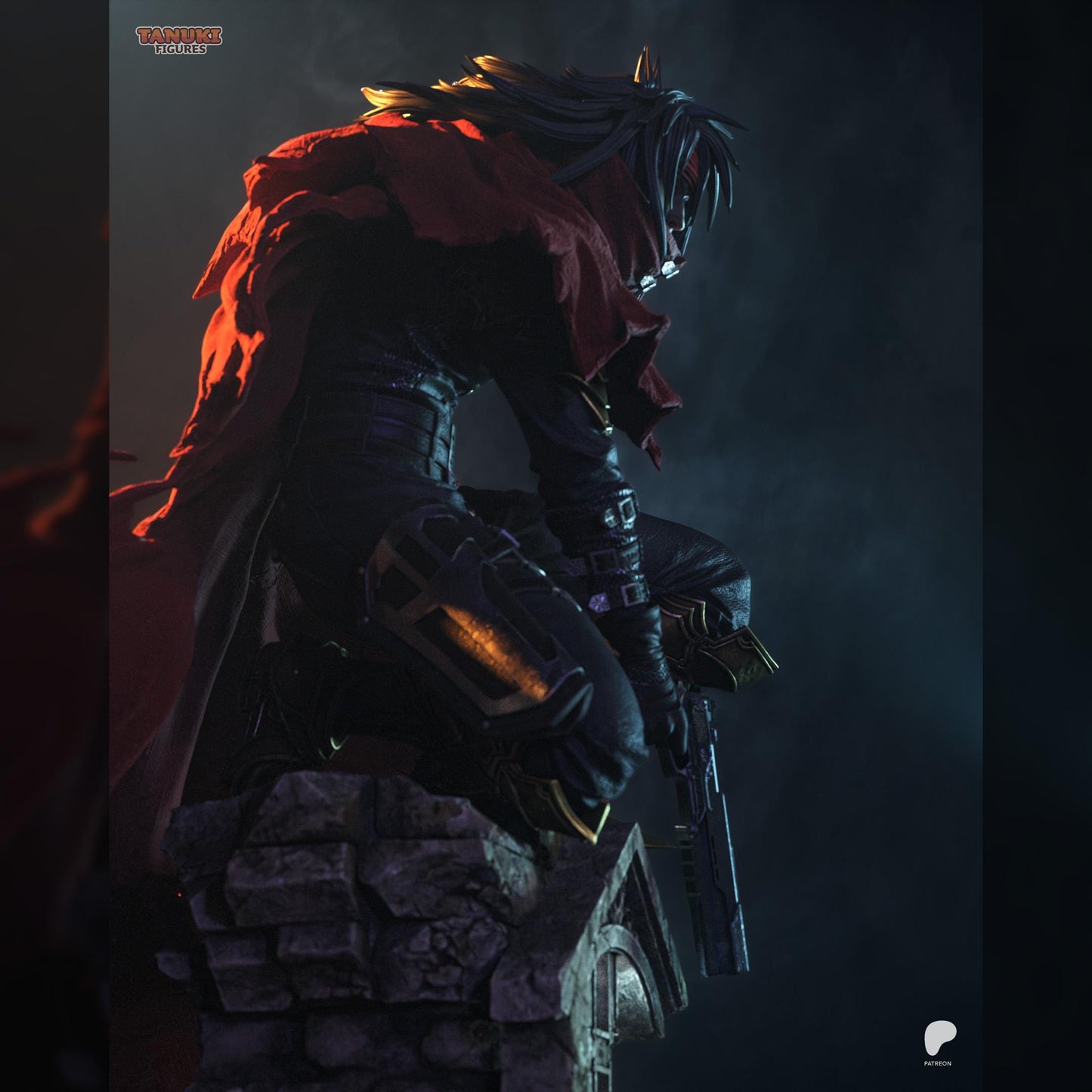 Red-Cloaked Gothic Gunslinger | Resin Garage Kit | Crystalbound Heroes | Unpainted Figure