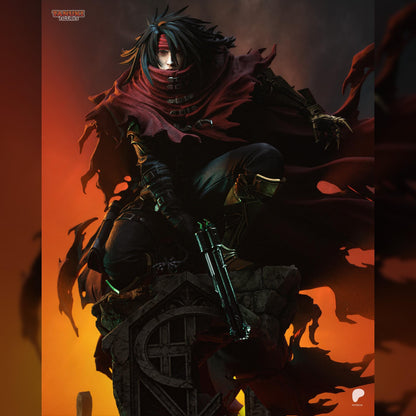 Red-Cloaked Gothic Gunslinger | Resin Garage Kit | Crystalbound Heroes | Unpainted Figure