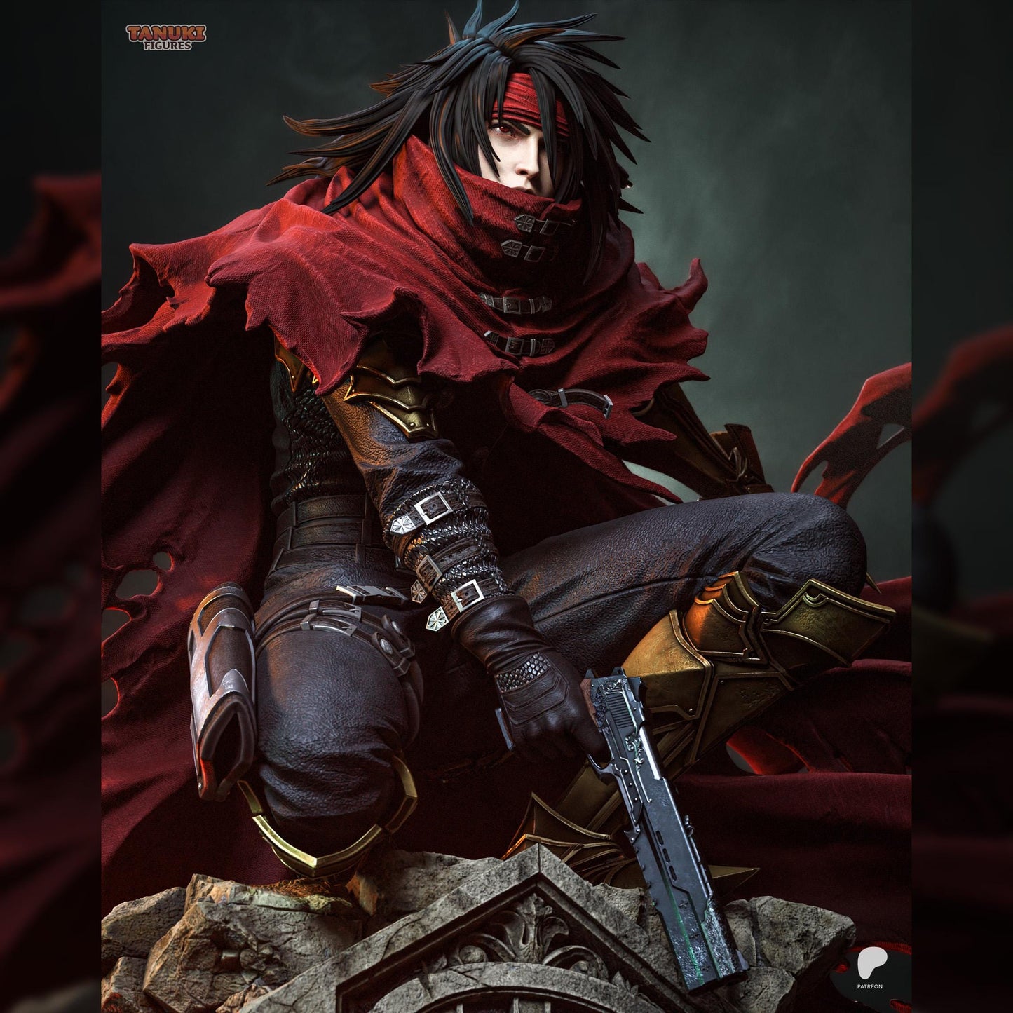 Red-Cloaked Gothic Gunslinger | Resin Garage Kit | Crystalbound Heroes | Unpainted Figure