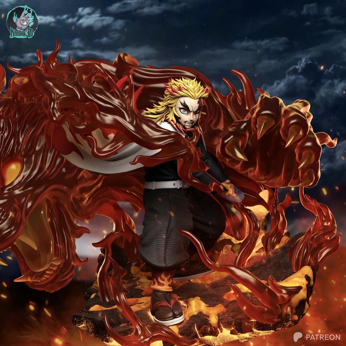 Flame-Haired Blazing Swordsman | Resin Garage Kit | Anime Breathing Masters | Unpainted Figure