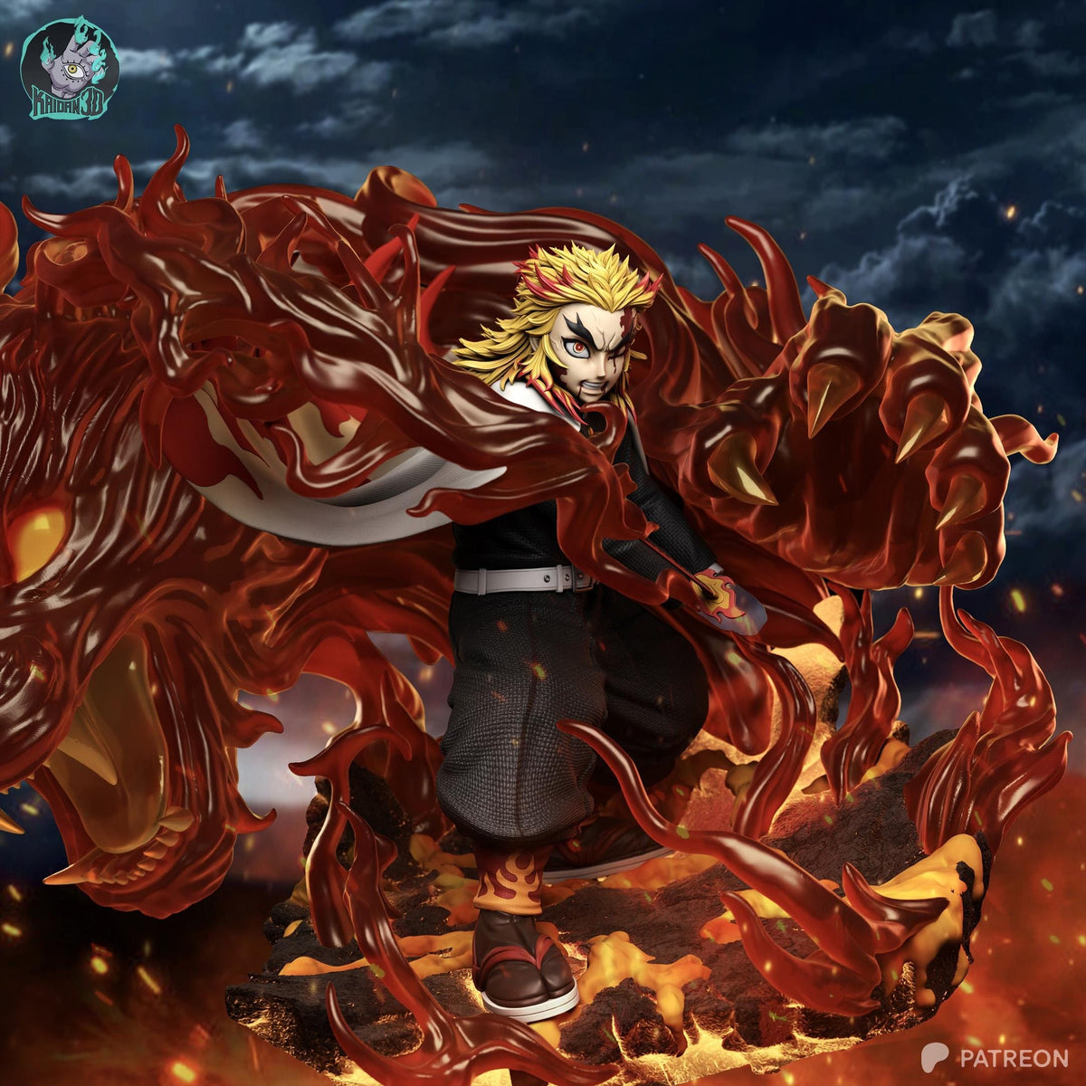 Flame-Haired Blazing Swordsman | Resin Garage Kit | Anime Breathing Masters | Unpainted Figure