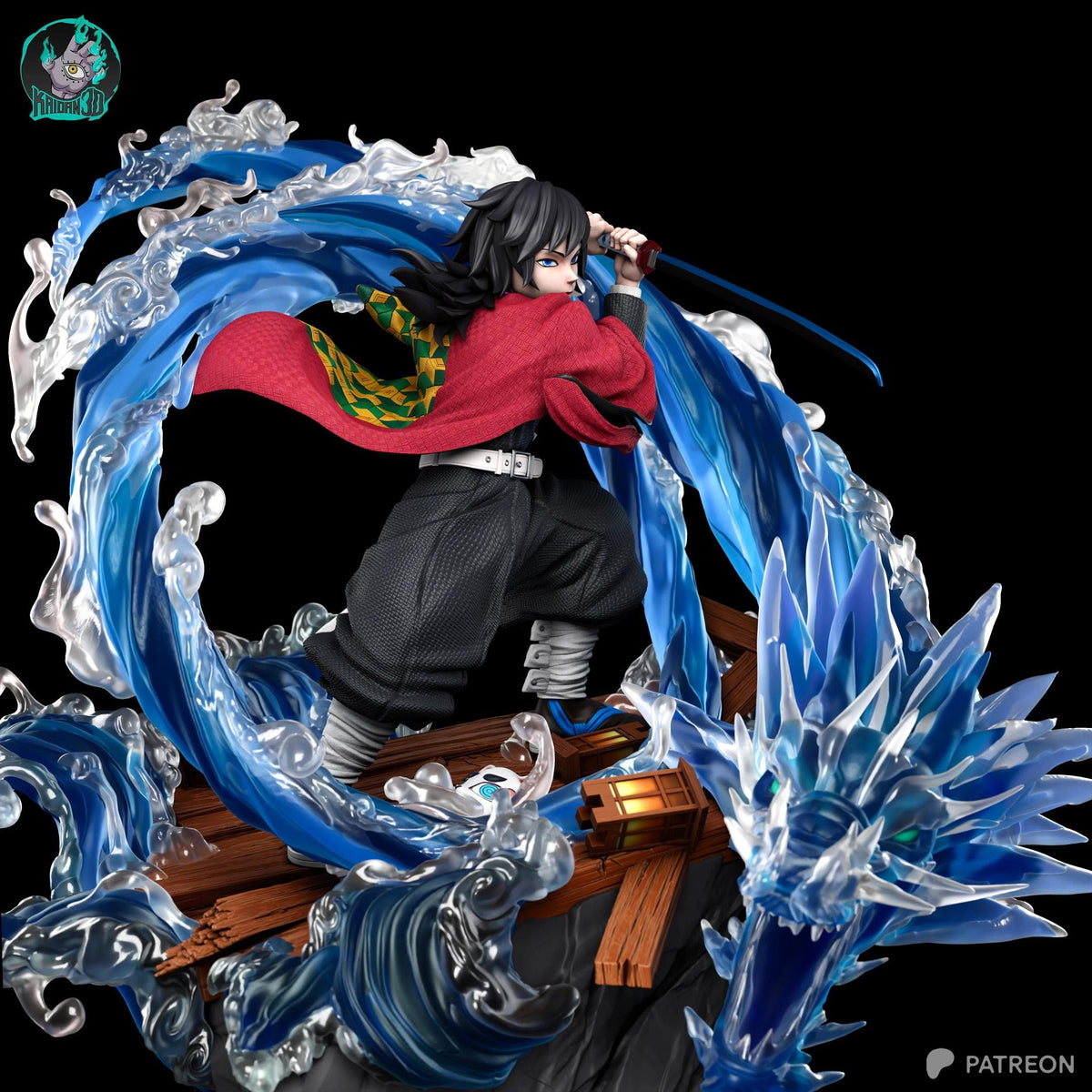 Blue-Wave Cloaked Swordsman | Resin Garage Kit | Anime Breathing Masters | Unpainted Figure