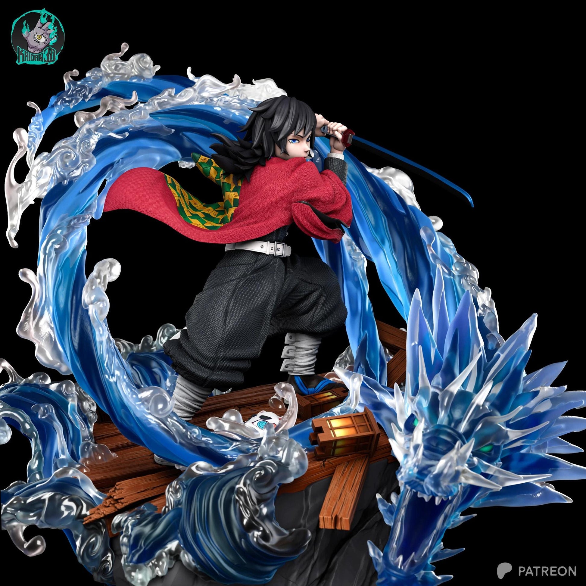 Blue-Wave Cloaked Swordsman | Resin Garage Kit | Anime Breathing Masters | Unpainted Figure